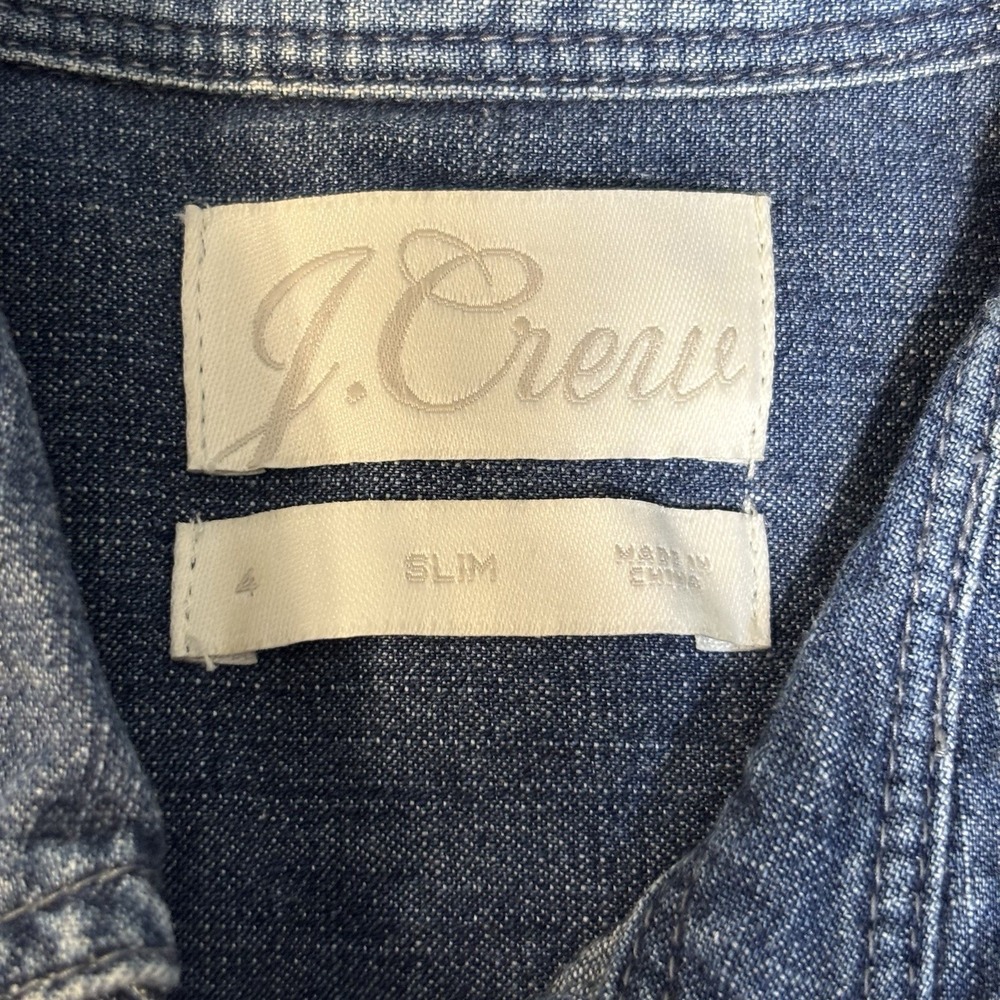 J.Crew Women Long Sleeve Slim Denim Snap Button-Up Jacket Blue Size 4 Pearl Snap - Picture 5 of 8